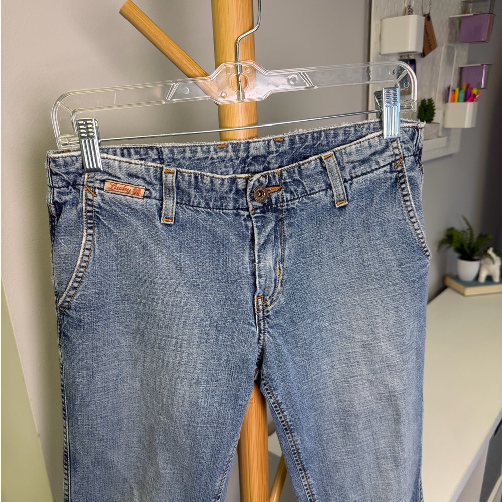 Vintage Lucky Brand Dungarees Charm Pant Sz 6/28 Raw Hem Ankle Jean 90s Y2K - Picture 2 of 6